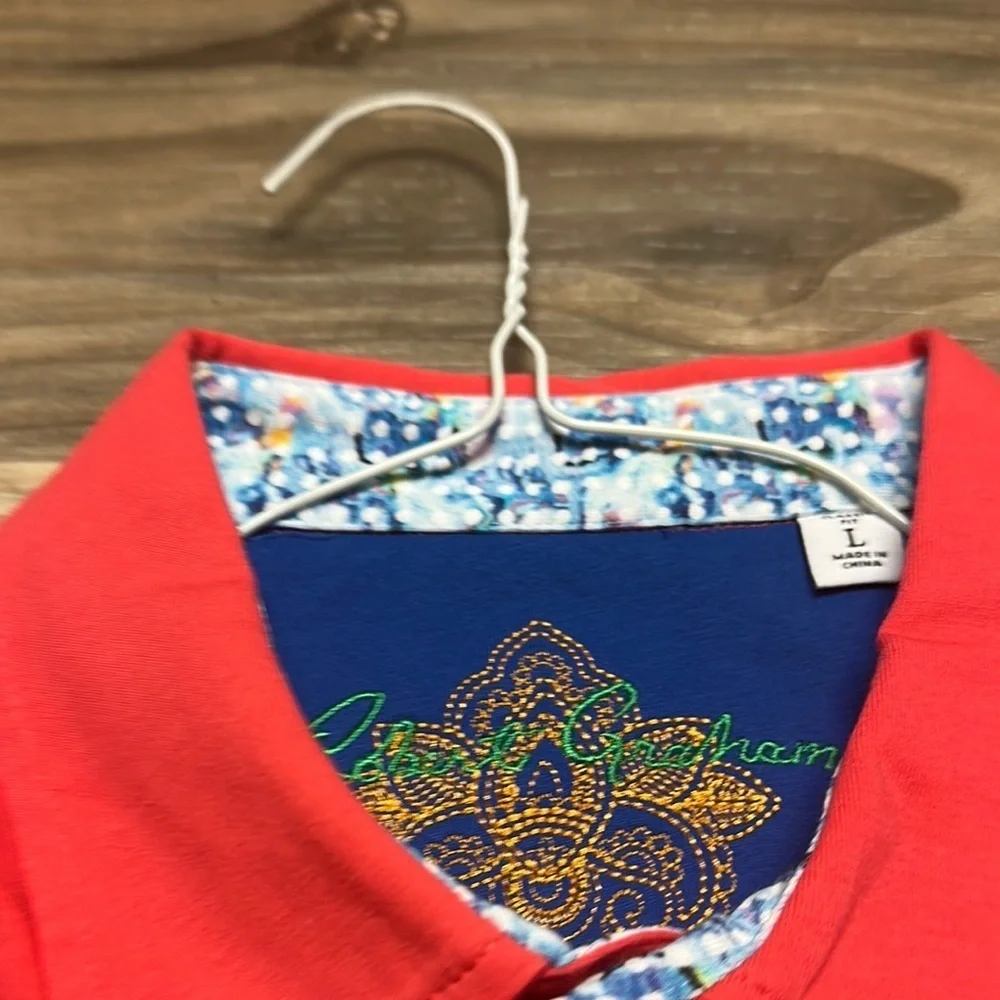 Robert Graham Knowledge Wisdom Truth Red Classic Fit Polo T-Shirt Size Large